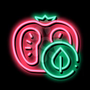Tomato Leaf neon light sign vector. Glowing bright icon Tomato Leaf sign. transparent symbol illustration