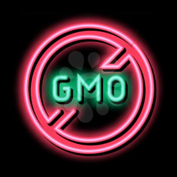 Gmo Crossed neon light sign vector. Glowing bright icon Gmo Crossed sign. transparent symbol illustration