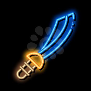Pirate Saber neon light sign vector. Glowing bright icon Pirate Saber isometric sign. transparent symbol illustration