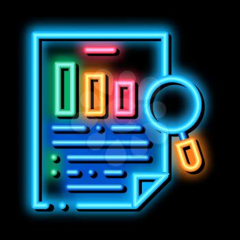 Research Document neon light sign vector. Glowing bright icon Research Document isometric sign. transparent symbol illustration