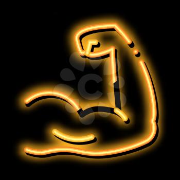 Arm Muscles neon light sign vector. Glowing bright icon Arm Muscles sign. transparent symbol illustration