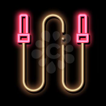 Jump Rope neon light sign vector. Glowing bright icon Jump Rope sign. transparent symbol illustration