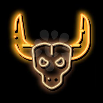 Bull with Horns neon light sign vector. Glowing bright icon Bull with Horns sign. transparent symbol illustration
