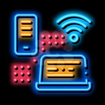 Wi-Fi Network Spreads neon light sign vector. Glowing bright icon Wi-Fi Network Spreads sign. transparent symbol illustration