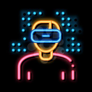Human Vr Glasses neon light sign vector. Glowing bright icon Human Vr Glasses sign. transparent symbol illustration