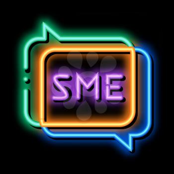 Sme In Talking Quote Frames neon light sign vector. Glowing bright icon Sme Communication, Discussing And Speaking sign. transparent symbol illustration