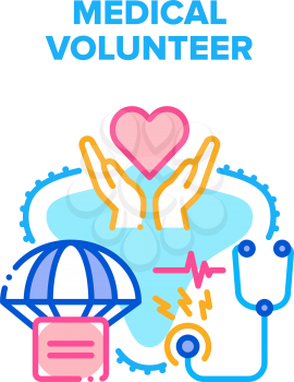 Medical Volunteer Vector Icon Concept. Medical Volunteer Helping Patient With Medicaments And Free Health Examination In Hospital. Social Worker Healthcare Protection Occupation Color Illustration