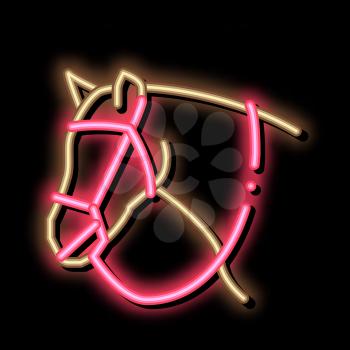 Jockey Saddle neon light sign vector. Glowing bright icon Jockey Saddle sign. transparent symbol illustration