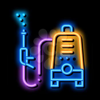 Washing Device neon light sign vector. Glowing bright icon Washing Device sign. transparent symbol illustration