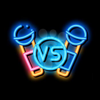 Karaoke Battle neon light sign vector. Glowing bright icon Karaoke Battle sign. transparent symbol illustration