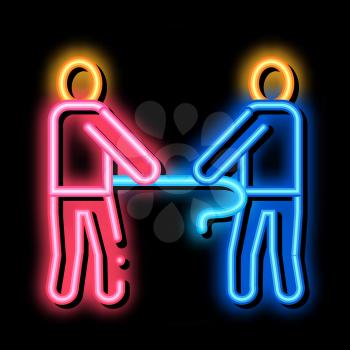 Tug Of War Battle neon light sign vector. Glowing bright icon Tug Of War Battle sign. transparent symbol illustration