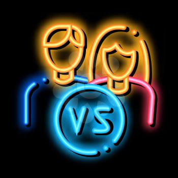 Gender Battle neon light sign vector. Glowing bright icon Gender Battle sign. transparent symbol illustration