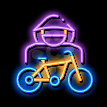Bike Theft neon light sign vector. Glowing bright icon Bike Theft Sign. transparent symbol illustration