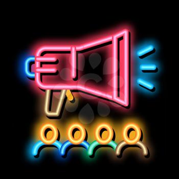 Loudspeaker neon light sign vector. Glowing bright icon Loudspeaker Sign. transparent symbol illustration