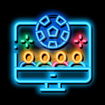Online Soccer View neon light sign vector. Glowing bright icon Online Soccer View Sign. transparent symbol illustration