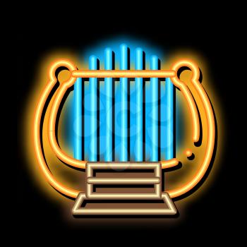 Harp neon light sign vector. Glowing bright icon Harp Sign. transparent symbol illustration