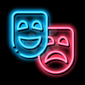 Mask People Emotions neon light sign vector. Glowing bright icon Mask People Emotions Sign. transparent symbol illustration