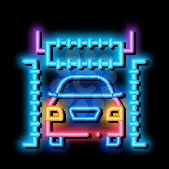 automatic car wash neon light sign vector. Glowing bright icon automatic car wash sign. transparent symbol illustration
