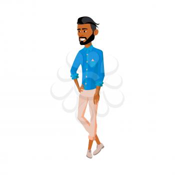 elegant hispanic man on fashion show cartoon vector. elegant hispanic man on fashion show character. isolated flat cartoon illustration