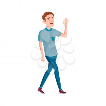 young man approving place in park for bbq cartoon vector. young man approving place in park for bbq character. isolated flat cartoon illustration