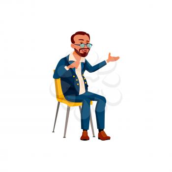 adult guy telling boring story on job cartoon vector. adult guy telling boring story on job character. isolated flat cartoon illustration