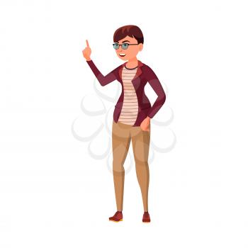 intelligent woman pointing up cartoon vector. intelligent woman pointing up character. isolated flat cartoon illustration