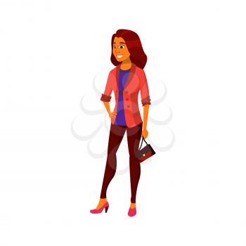 stylish woman with handle bag in business center cartoon vector. stylish woman with handle bag in business center character. isolated flat cartoon illustration
