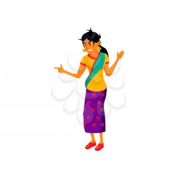 angry indian woman shouting and commination husband cartoon vector. angry indian woman shouting and commination husband character. isolated flat cartoon illustration