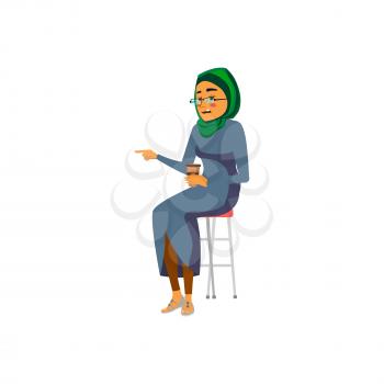 young islamic woman giving advice to colleague cartoon vector. young islamic woman giving advice to colleague character. isolated flat cartoon illustration