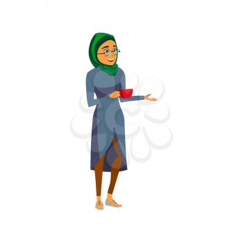 arabian woman speaking with family during breakfast cartoon vector. arabian woman speaking with family during breakfast character. isolated flat cartoon illustration