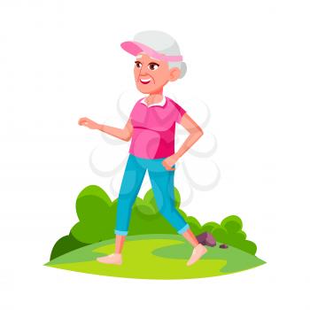 Running old woman quickly. Run lady. Gym female. Fitness people. vector character flat cartoon Illustration