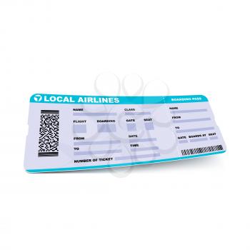 Ticket flight airport vector. Travel card. Pass template. 3d realistic illustration