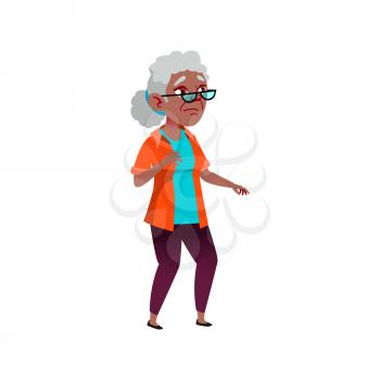 stressed elder lady looking at burning dish in kitchen cartoon vector. stressed elder lady looking at burning dish in kitchen character. isolated flat cartoon illustration