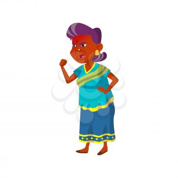 indian aged woman with aggressive emotion shouting at son cartoon vector. indian aged woman with aggressive emotion shouting at son character. isolated flat cartoon illustration