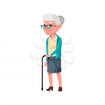 old lady with walking problem on street cartoon vector. old lady with walking problem on street character. isolated flat cartoon illustration
