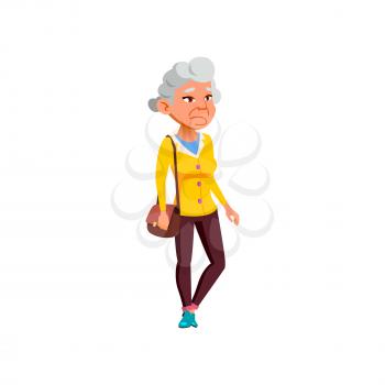 elderly caucasian lady lost in metro cartoon vector. elderly caucasian lady lost in metro character. isolated flat cartoon illustration