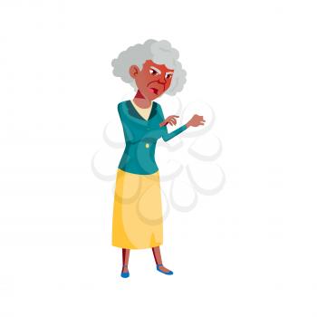angry old woman shouting at kids in garden cartoon vector. angry old woman shouting at kids in garden character. isolated flat cartoon illustration