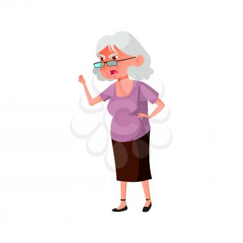 angry old woman shouting at sale manager in store cartoon vector. angry old woman shouting at sale manager in store character. isolated flat cartoon illustration