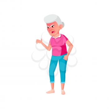 yelling old woman screaming at friends in retirement home cartoon vector. yelling old woman screaming at friends in retirement home character. isolated flat cartoon illustration