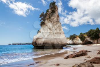 Unusual Rock Fornation at Cathedral Cove near Hahei in New Zealand