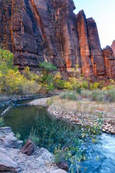 Autumn in the  Virgin River Valley in Zion