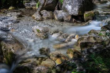 Tiny rapids at the Val Vertova torrent Lombardy near Bergamo in Italy