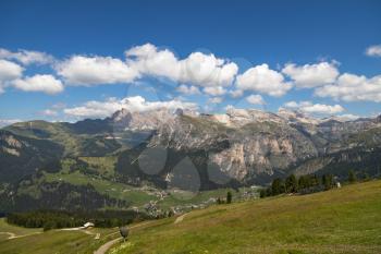 View of the Dolomites near Selva, South Tyrol, Italy