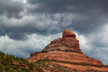 Mountains surrounding Sedona in stormy conditions