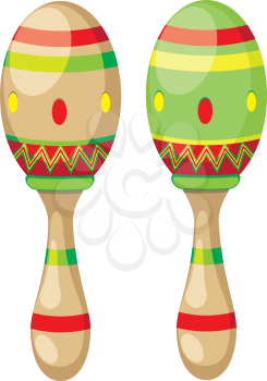 Mexican national musical instrument decorative maracas illustration.