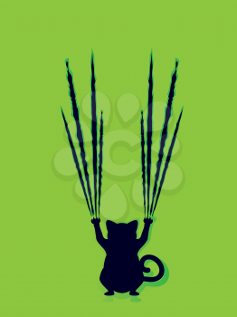Stylized cat silhouette with claw scratches marks.