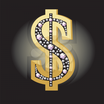 Illustration of dollar symbol in diamonds