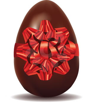 Chocolate egg with red bow, illustration was made with gradient mesh.