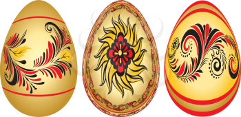 Festive Easter eggs decorated with folk ornaments.