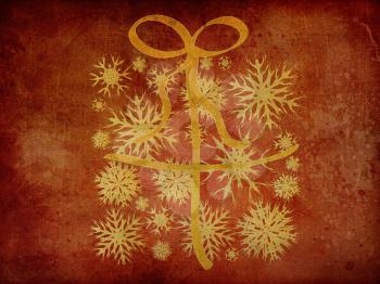 Illustration of grunge Christmas background with gift box of snowflake.